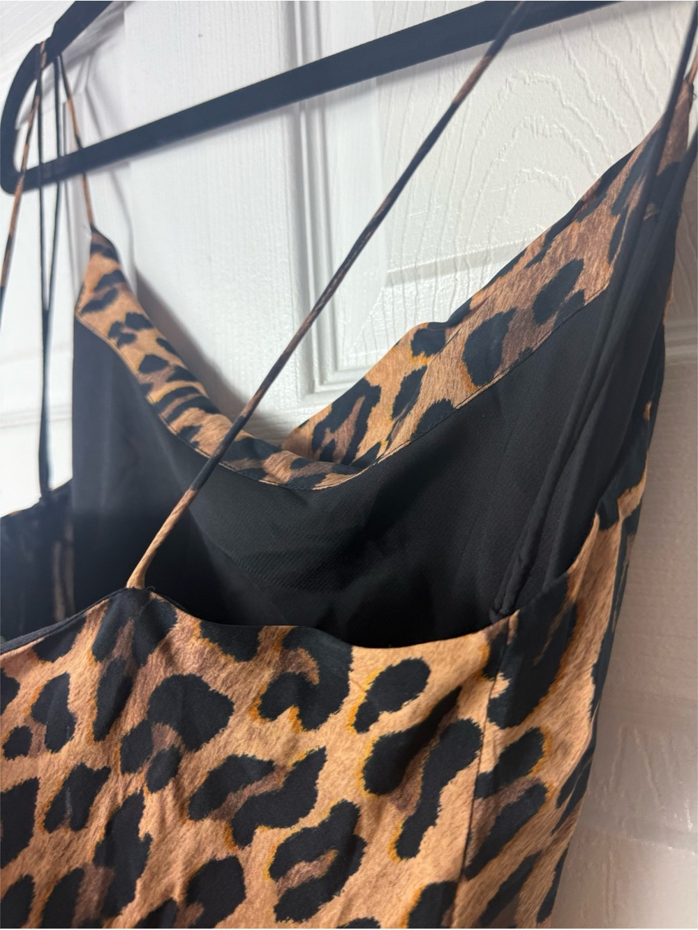 Alice + Olivia Harmony Leopard Print Slip Mini Dress Tan Size 4 Small Draped - Picture 8 of 12